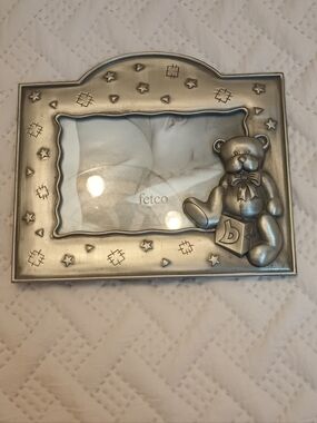 Fetco Pewter Teddy Bear Frame with Stars 6x4